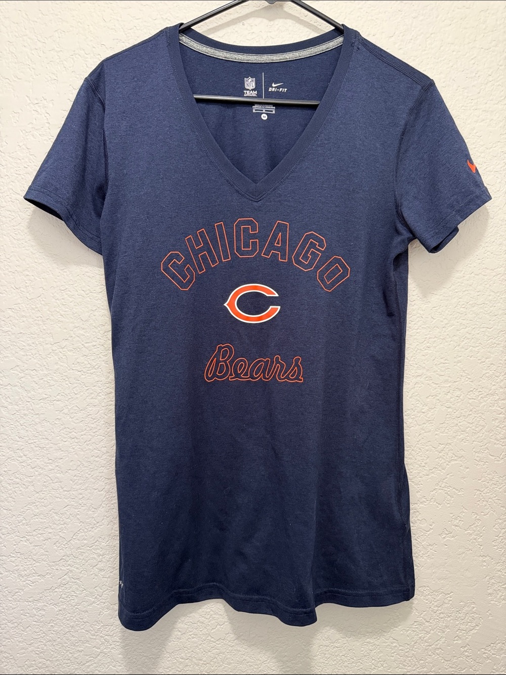 Nike Navy Chicago Bears V-Neck Tee (dry-Fit)